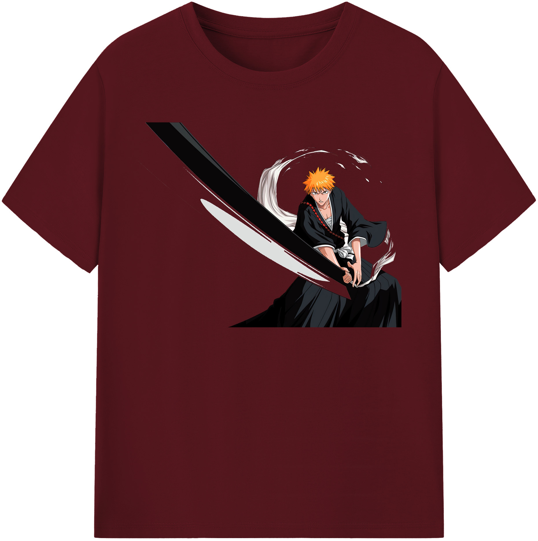 （画像用） ブリーチ 黒崎一護（くろさき いちご）BLEACH Kurosaki Ichigo 綿100％半袖Tシャツ（フロントプリント）